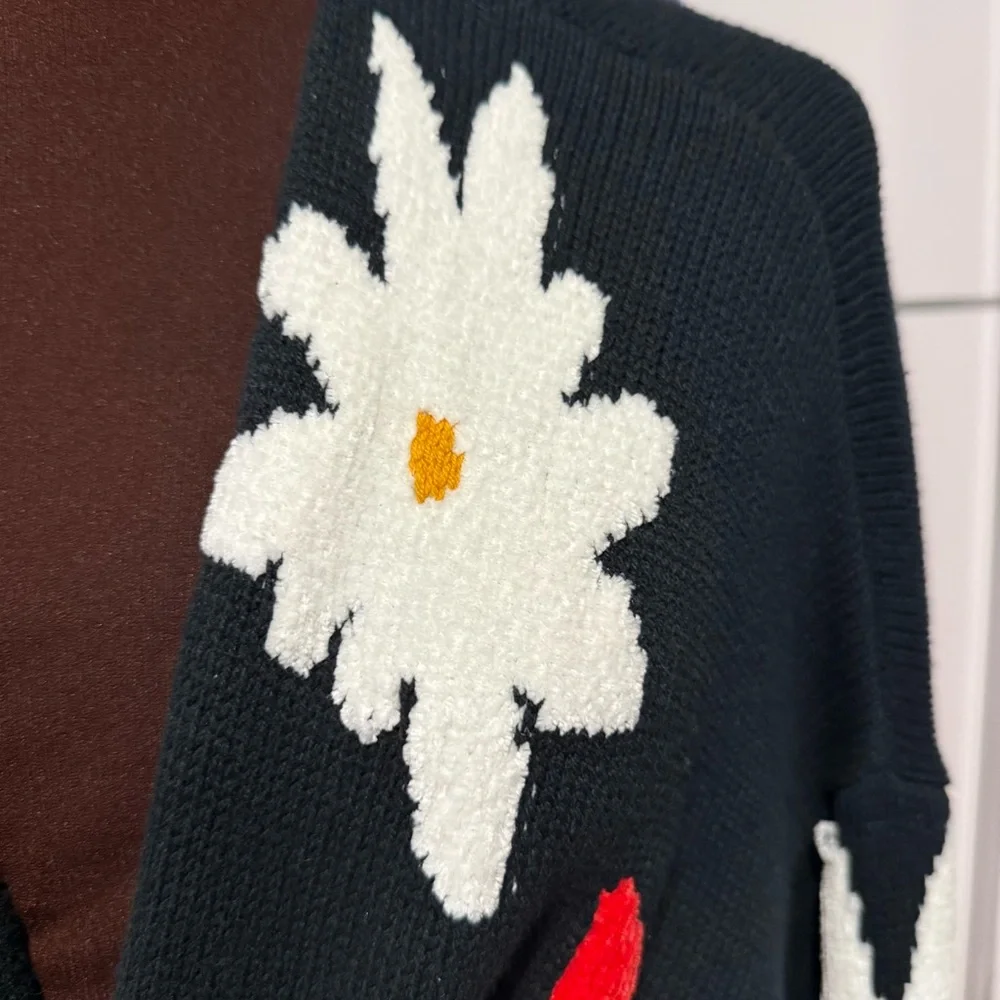 Urban Outfitters Longline Floral Chenille Cardigan Size M/L - Picture 5 of 10